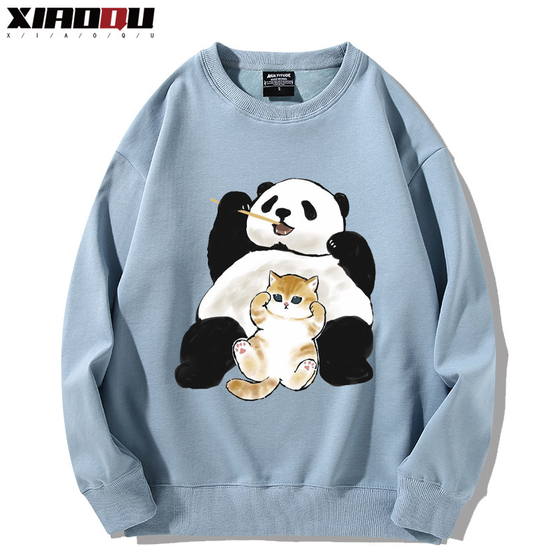 可愛貓咪熊貓 2024親子情侶裝 圓領長袖