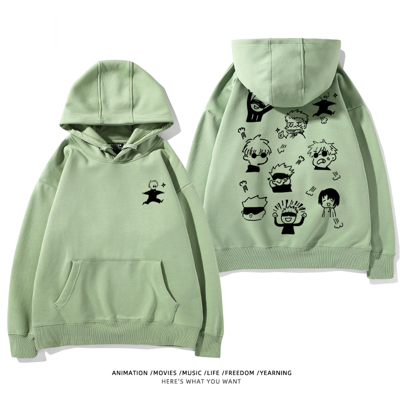 咒術迴戰聯名衛衣2024秋冬新款親子情侶裝薄絨款連帽衛衣