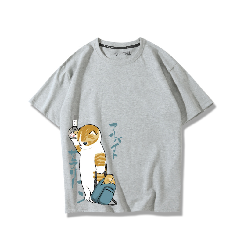 擠地鐵貓咪2024親子情侶男女同款 純棉T恤