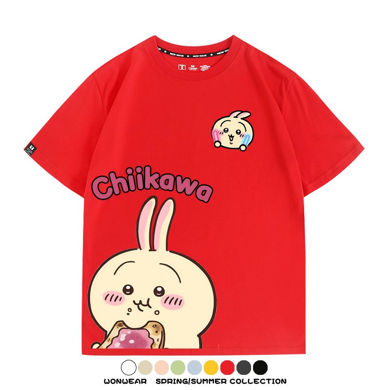 Chiikawa日系萌系吉伊卡哇可愛小八烏薩奇聯名短袖夏男T恤衫