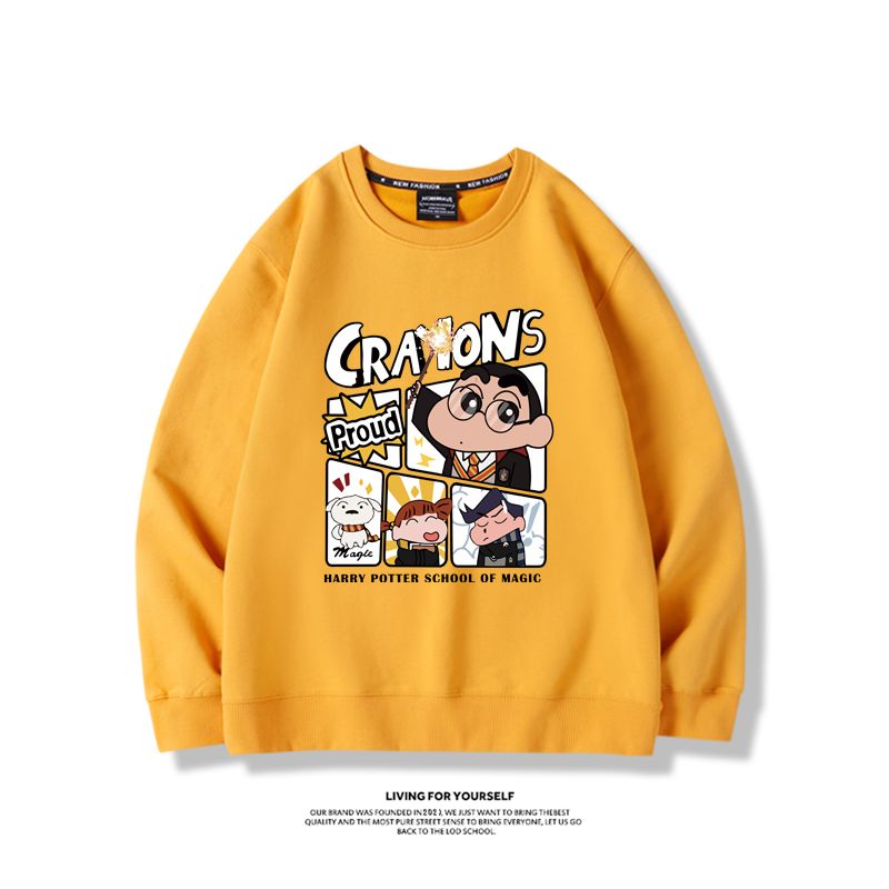 蠟筆小新聯名哈利波特2024親子情侶裝 圓領長袖