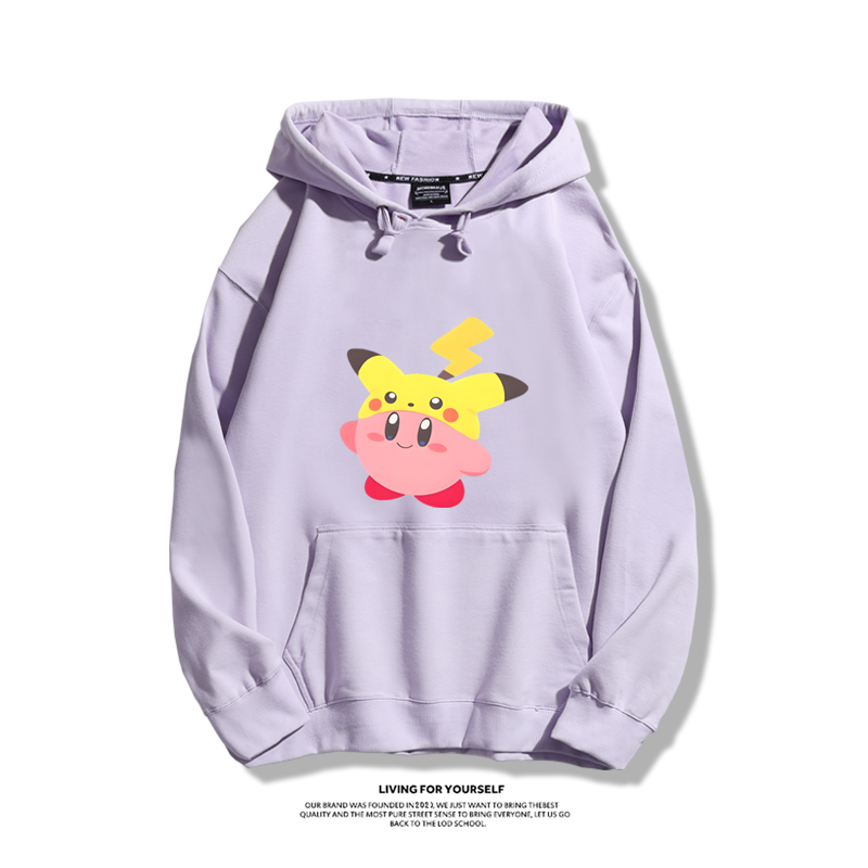 星之卡比聯名精靈寶可夢2024秋冬新款親子情侶裝薄絨款連帽衛衣