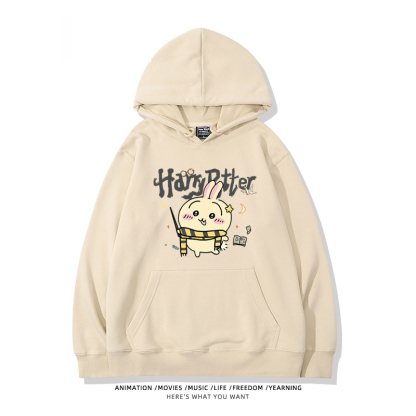 Chiikawa聯名衛衣2024秋冬新款親子情侶裝薄絨款連帽衛衣