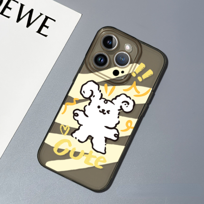 蘋果 系列線條小狗 彩色透明防摔軟殼