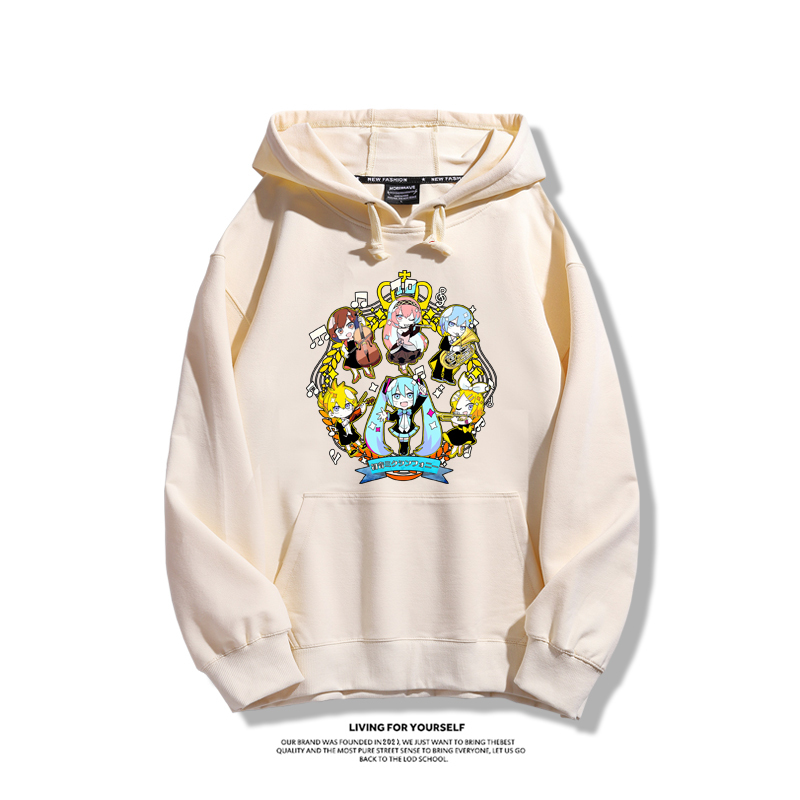 初音未來聯名衛衣2023秋冬新款親子情侶裝薄絨款連帽衛衣