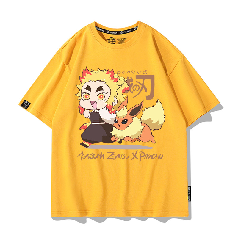 鬼滅之刃x精靈寶可夢 2025情侶男親子女同款 印花短袖T恤
