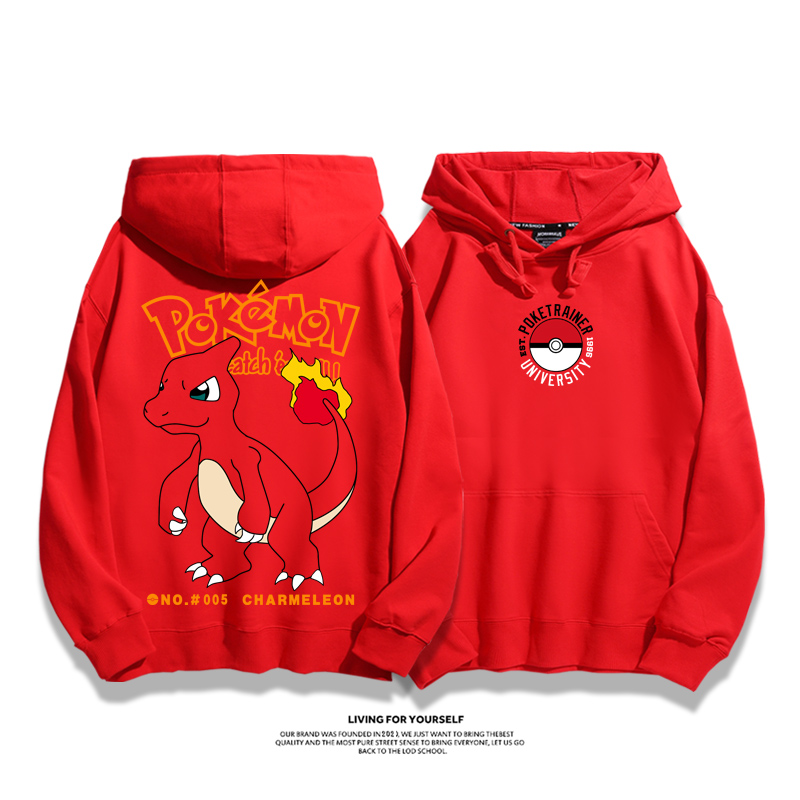 寶可夢聯名衛衣2023秋冬新款親子情侶裝薄絨款連帽衛衣