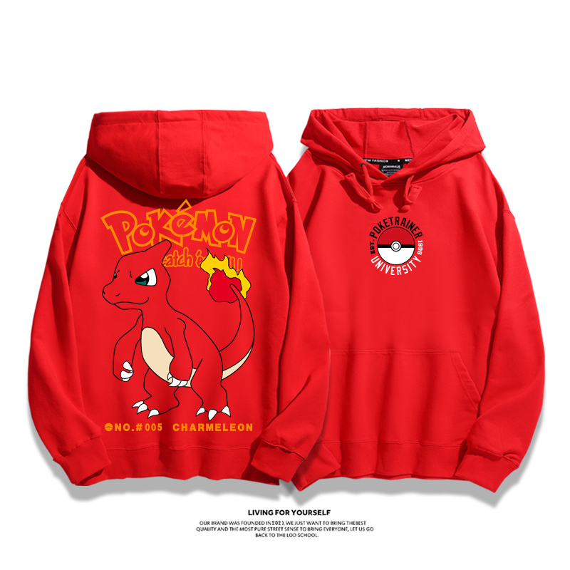 寶可夢聯名衛衣2023秋冬新款親子情侶裝薄絨款連帽衛衣