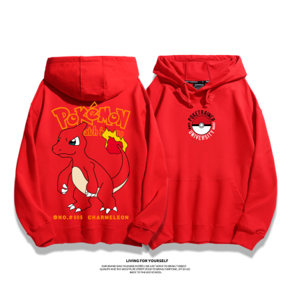 寶可夢聯名衛衣2023秋冬新款親子情侶裝薄絨款連帽衛衣