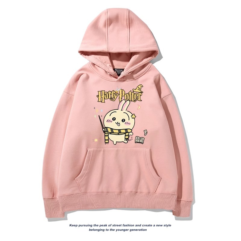 Chiikawa聯名衛衣2024秋冬新款親子情侶裝薄絨款連帽衛衣