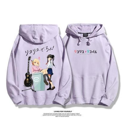 孤獨搖滾聯名莉可麗絲2023秋冬新款親子情侶裝薄絨款連帽衛衣