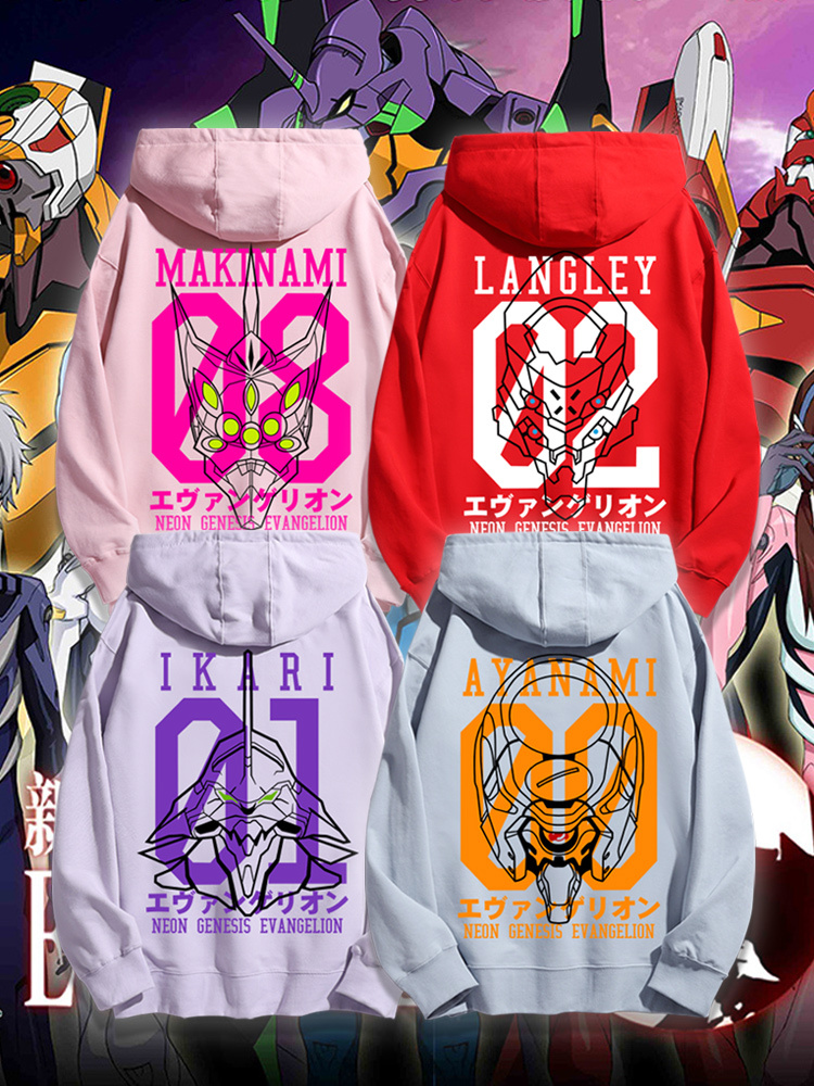 EVA新世紀福音戰士2023秋冬新款親子情侶裝薄絨款連帽衛衣