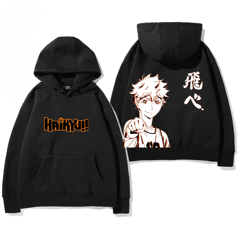 排球少年聯名衛衣2024秋冬新款親子情侶裝薄絨款連帽衛衣