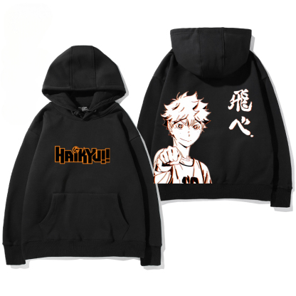 排球少年聯名衛衣2024秋冬新款親子情侶裝薄絨款連帽衛衣