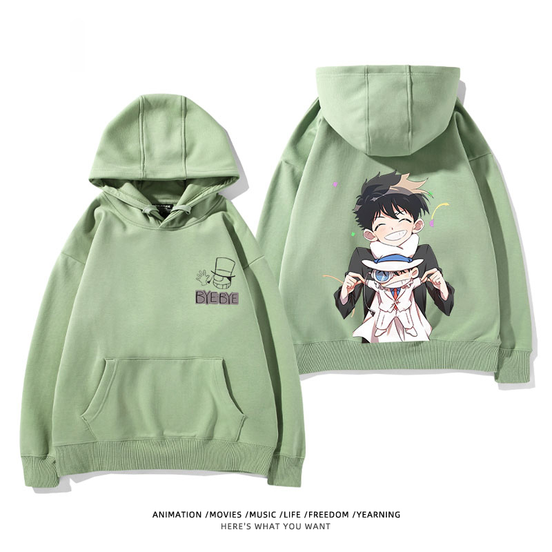名偵探柯南 聯名衛衣2024秋冬新款親子情侶裝薄絨款連帽衛衣