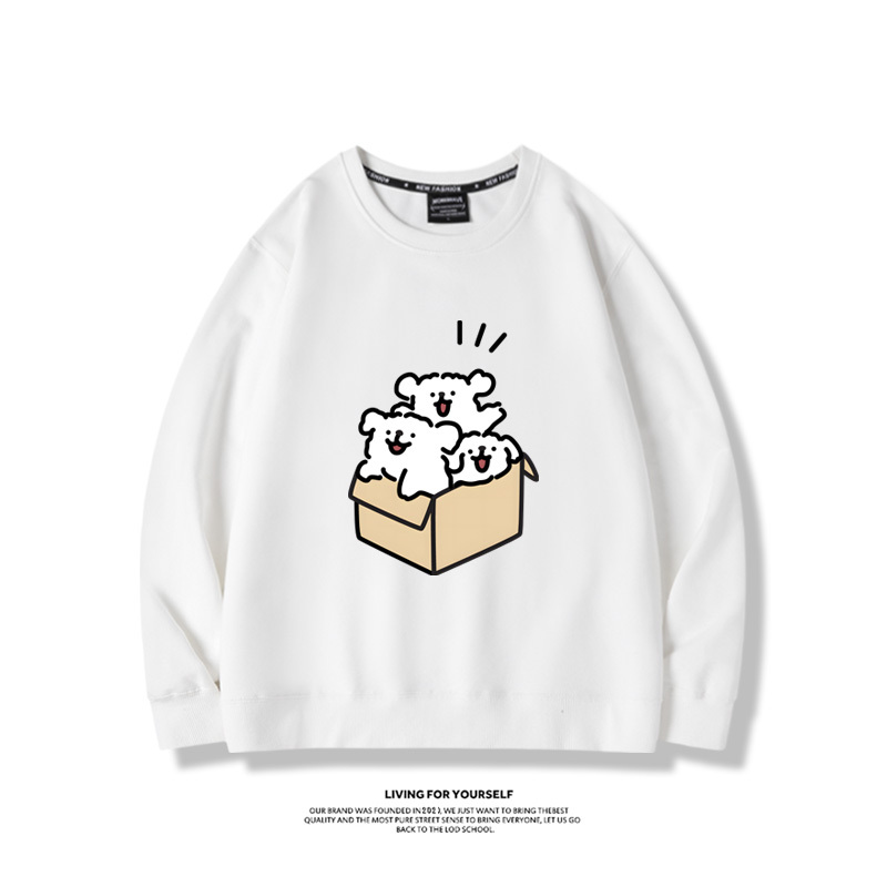 線條小狗2023親子情侶裝 圓領長袖