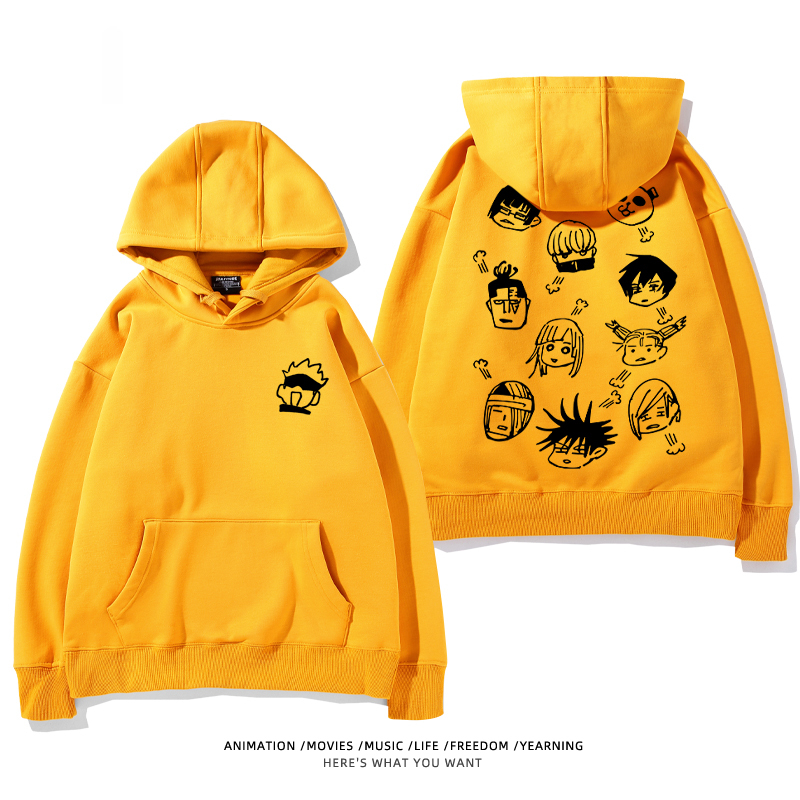 咒術迴戰聯名衛衣2024秋冬新款親子情侶裝薄絨款連帽衛衣