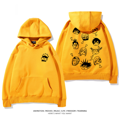 咒術迴戰聯名衛衣2024秋冬新款親子情侶裝薄絨款連帽衛衣