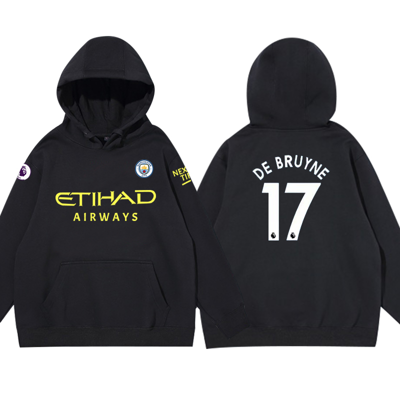 24-25賽季曼城主場球衣17號德布勞內9號哈蘭德 足球球迷 寬鬆百搭 秋冬款 寬鬆連帽衛衣