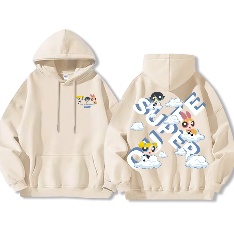 飛天小女警聯名衛衣女衛衣2024秋冬新款親子情侶裝薄絨款連帽衛衣