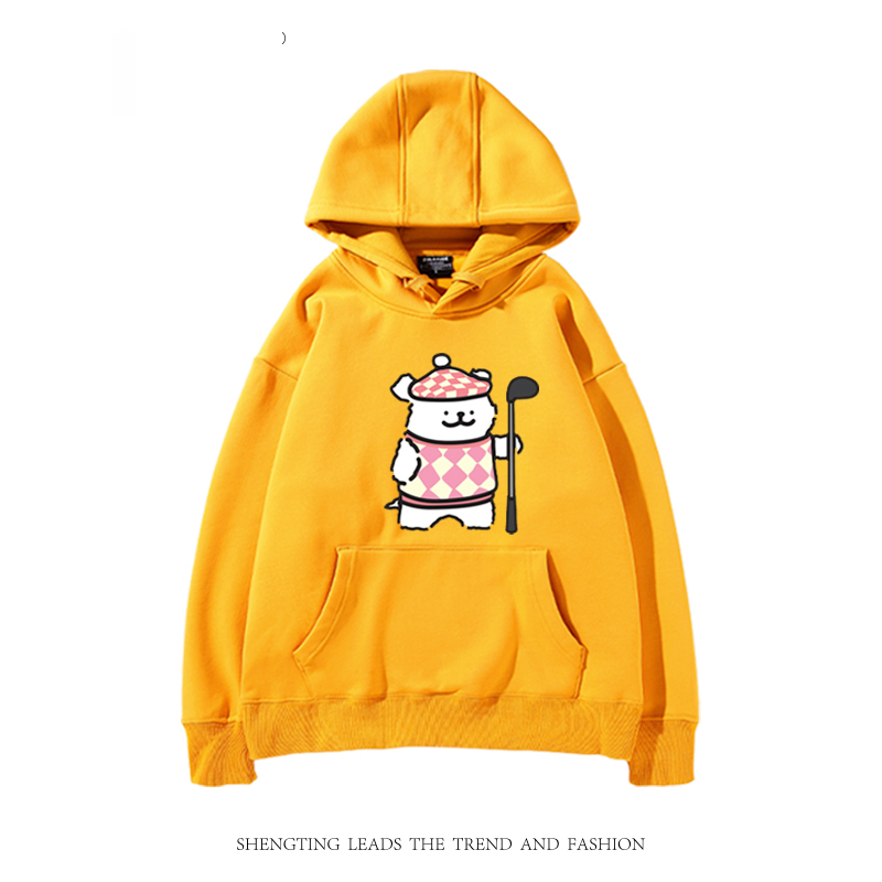 線條小狗 2024秋冬新款親子情侶裝薄絨款連帽衛衣