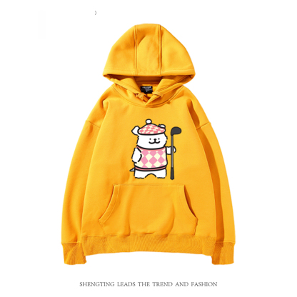 線條小狗 2024秋冬新款親子情侶裝薄絨款連帽衛衣