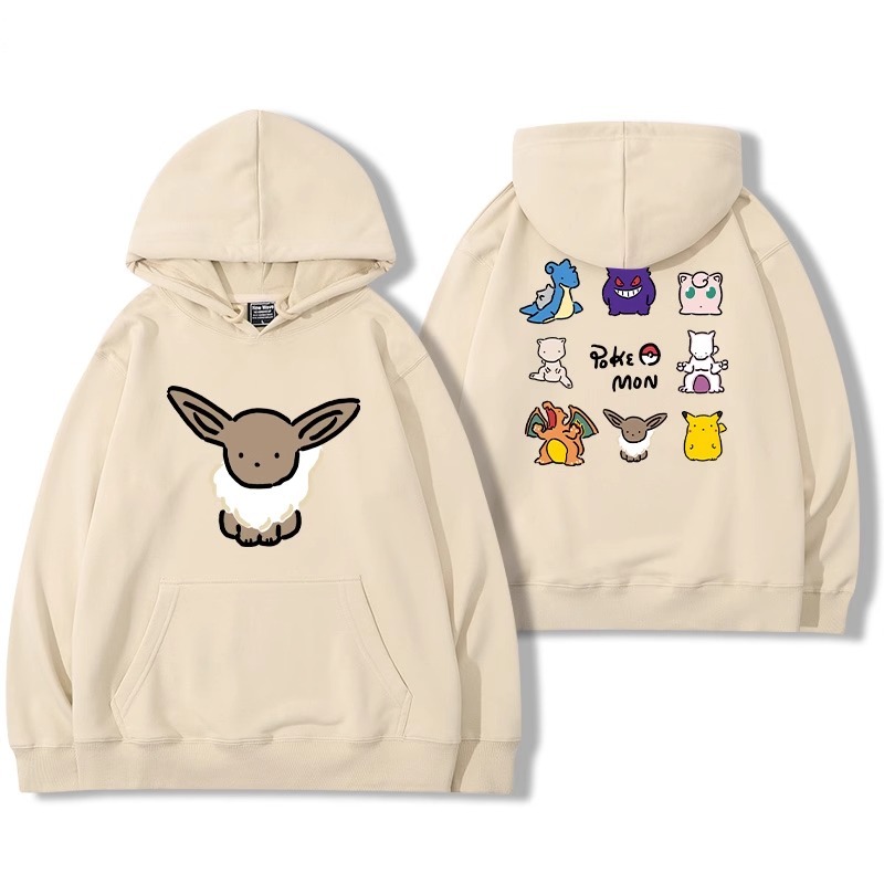 寶可夢聯名衛衣2024秋冬新款親子情侶裝薄絨款連帽衛衣