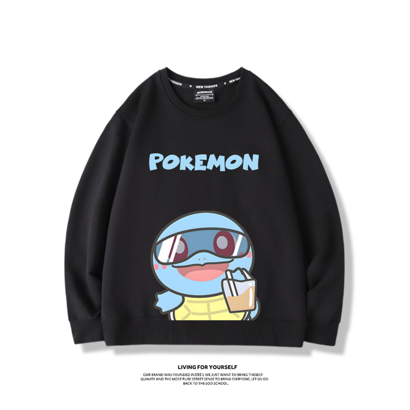 寶可夢喝奶茶2024親子情侶裝 圓領長袖