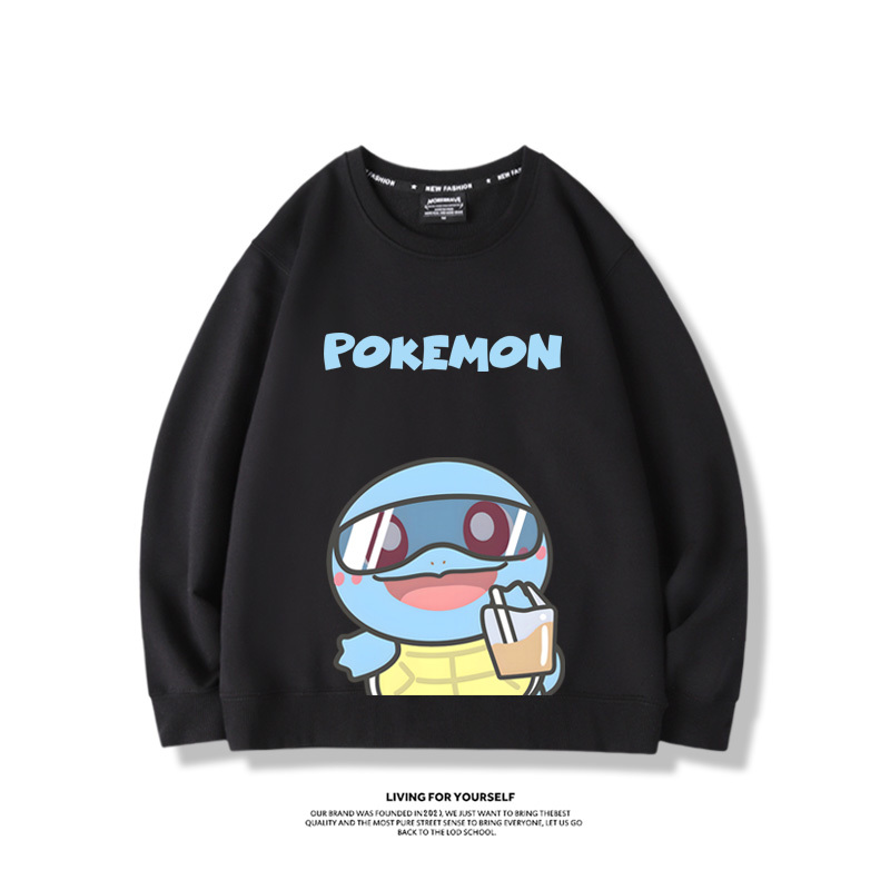 寶可夢喝奶茶2024親子情侶裝 圓領長袖