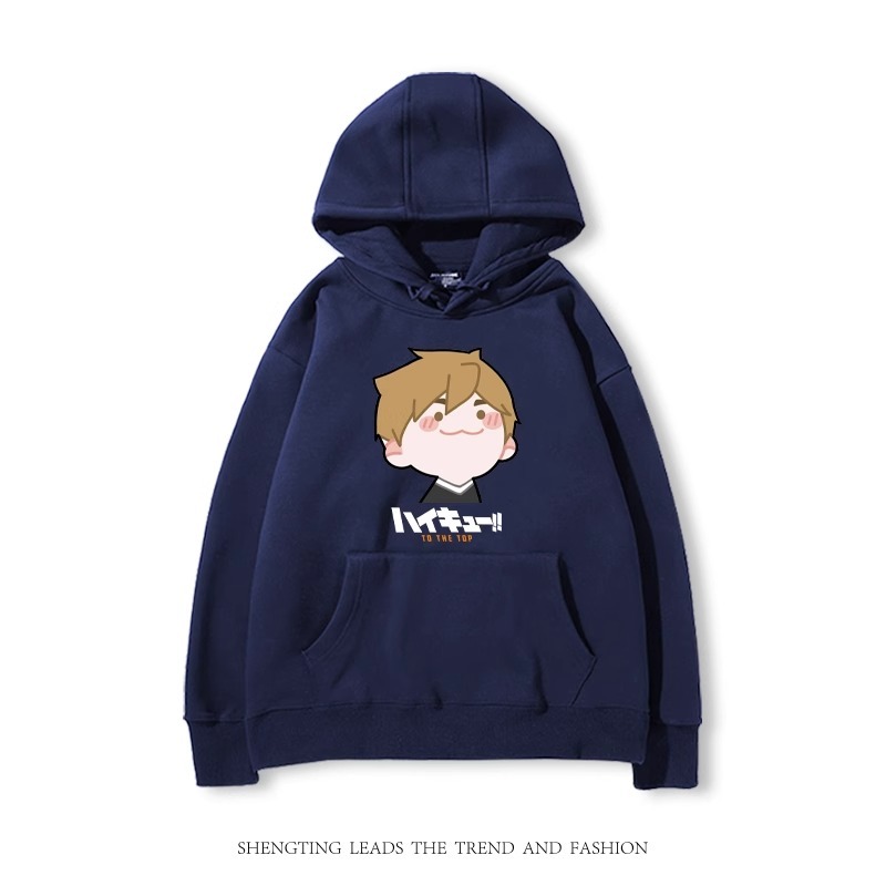 排球少年聯名衛衣2024秋冬新款親子情侶裝薄絨款連帽衛衣