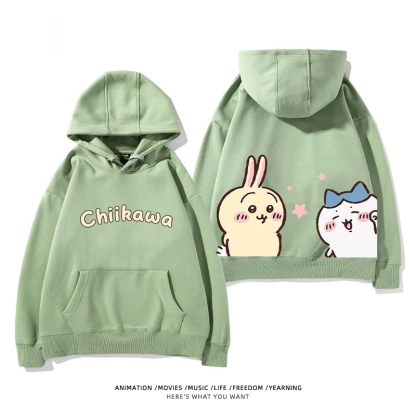 chiikawa 2024秋冬新款親子情侶裝薄絨款連帽衛衣