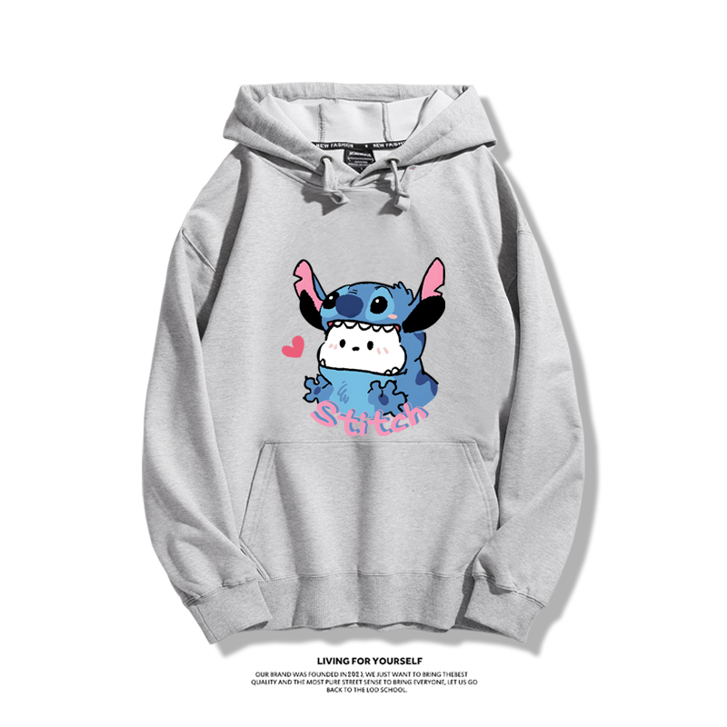 史迪仔聯名三麗鷗2023秋冬新款親子情侶裝薄絨款連帽衛衣