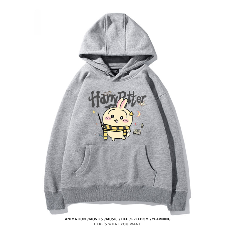 Chiikawa聯名衛衣2024秋冬新款親子情侶裝薄絨款連帽衛衣