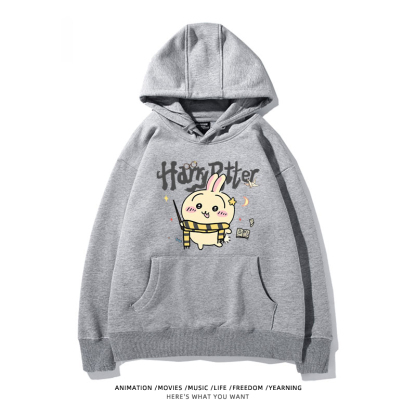 Chiikawa聯名衛衣2024秋冬新款親子情侶裝薄絨款連帽衛衣