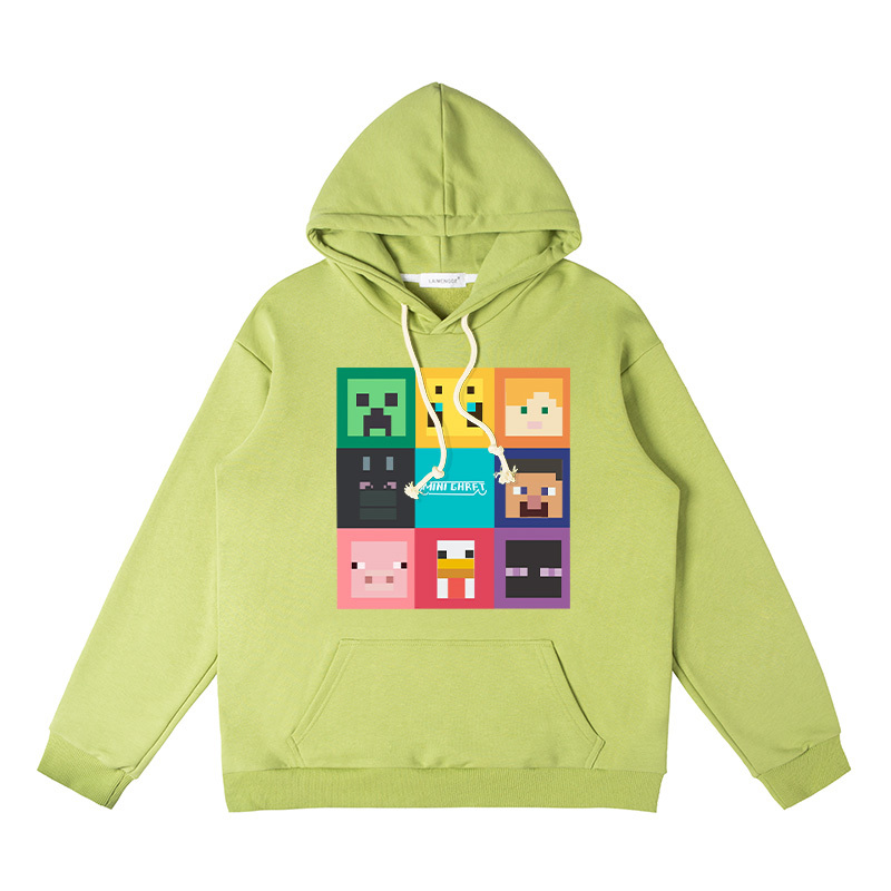 Minecraft我的世界聯名衛衣2024秋冬新款親子情侶裝薄絨款連帽衛衣