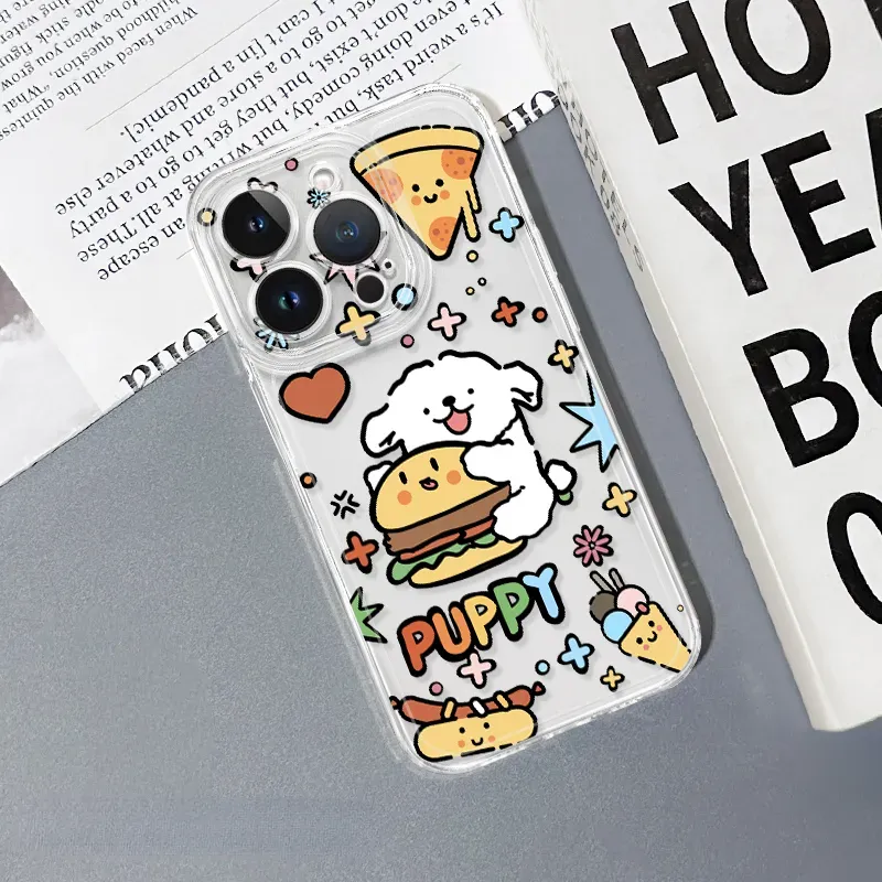 線條小狗 彩色透明防摔軟殼