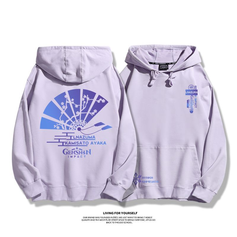 原神聯名衛衣2023秋冬新款親子情侶裝薄絨款連帽衛衣