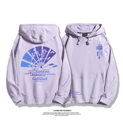 原神聯名衛衣2023秋冬新款親子情侶裝薄絨款連帽衛衣