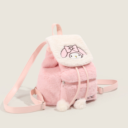 STARRY&DREAM正品毛絨雙肩包休閒2024新款大容量可愛背包毛茸茸包