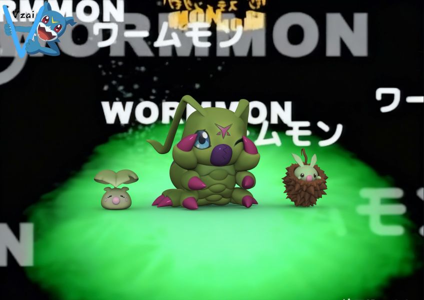 【預購】Vzai 數碼02共鳴系列 成長幼年進化鏈組合（蟲蟲獸+綠葉獸+蓑蟲獸）