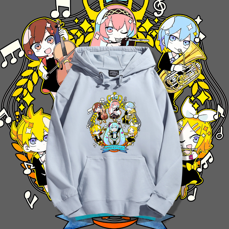 初音未來聯名衛衣2023秋冬新款親子情侶裝薄絨款連帽衛衣