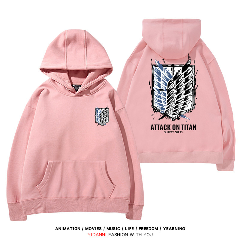 進擊的巨人2024秋冬新款親子情侶裝薄絨款連帽衛衣