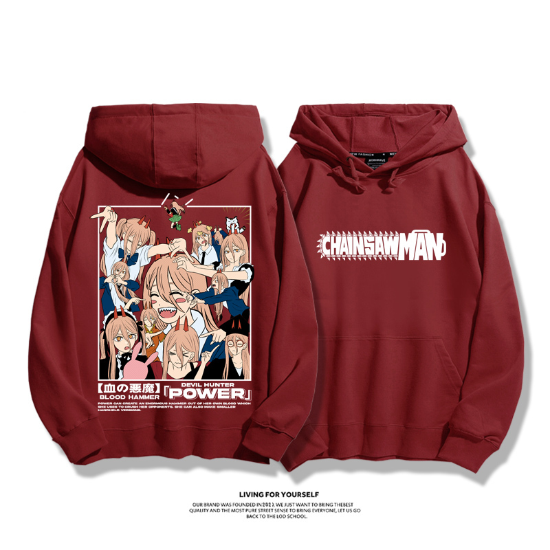 鏈鋸人帕瓦聯名衛衣2023秋冬新款親子情侶裝薄絨款連帽衛衣