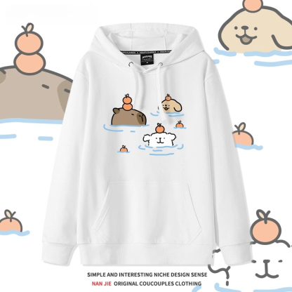 可愛卡通卡皮巴拉 聯名衛衣2025秋冬新款 親子情侶裝連帽衛衣