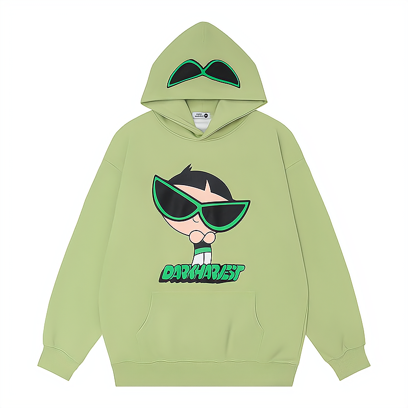 飛天小女警聯名衛衣2024秋冬新款親子情侶裝薄絨款連帽衛衣