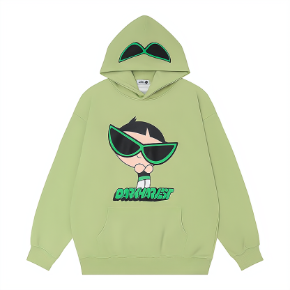 飛天小女警聯名衛衣2024秋冬新款親子情侶裝薄絨款連帽衛衣