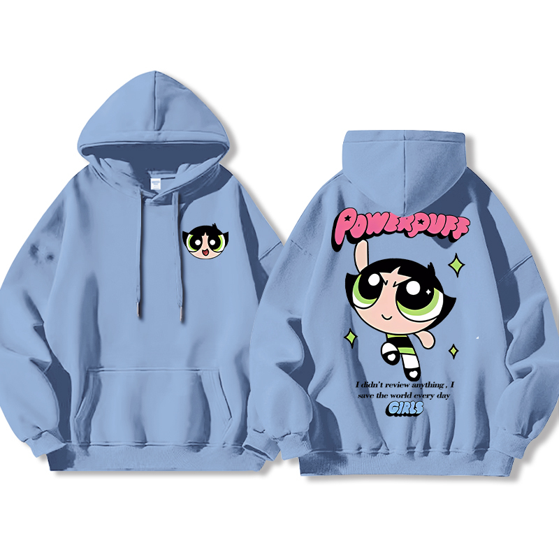 飛天小女警聯名衛衣女衛衣2024秋冬新款親子情侶裝薄絨款連帽衛衣