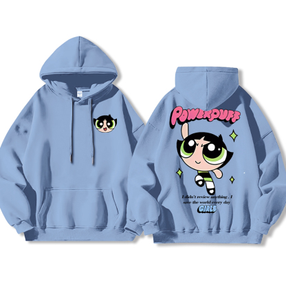 飛天小女警聯名衛衣女衛衣2024秋冬新款親子情侶裝薄絨款連帽衛衣