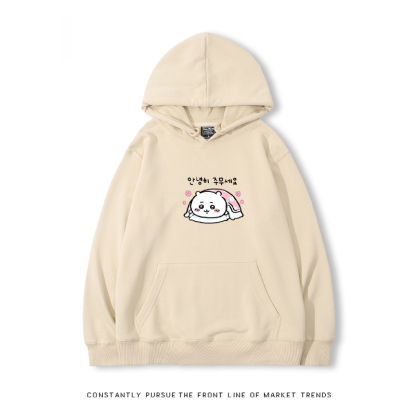 Chiikawa聯名衛衣2024秋冬新款親子情侶裝薄絨款連帽衛衣