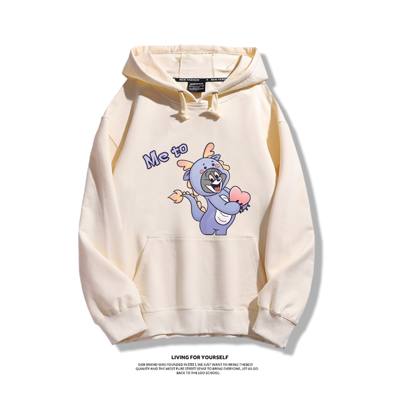 貓和老鼠聯名衛衣2023秋冬新款親子情侶裝薄絨款連帽衛衣